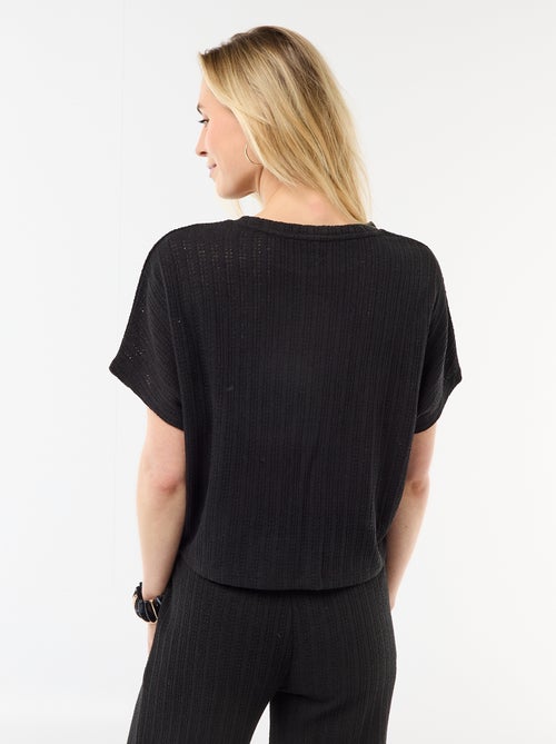 Trui van ajourgebreide stof met korte mouwen - Kiabi