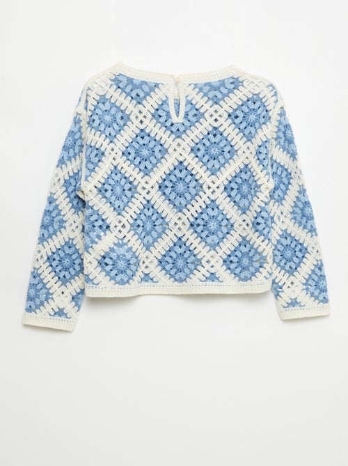 Trui van ajourtricot met bloemenborduursels - Kiabi