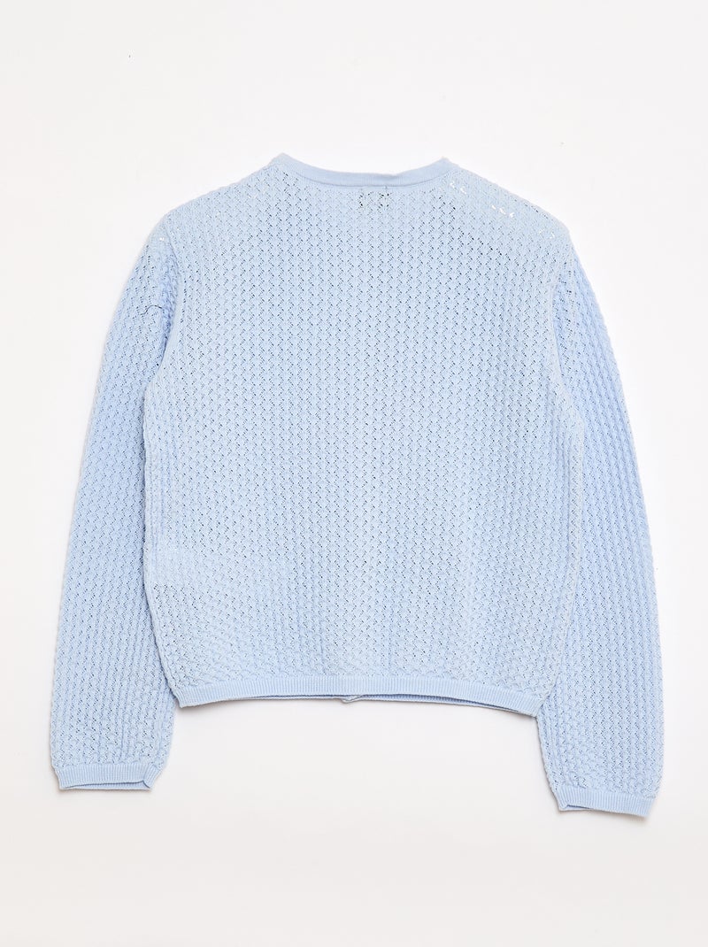 Trui van ajourtricot met ronde hals Blauw - Kiabi