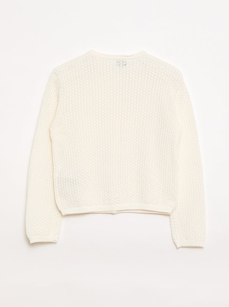 Trui van ajourtricot met ronde hals Wit - Kiabi