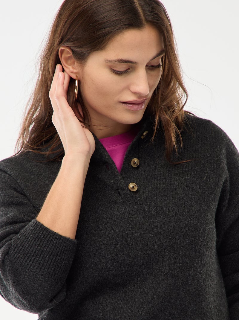 Trui van dik breisel met polokraag Grijs - Kiabi