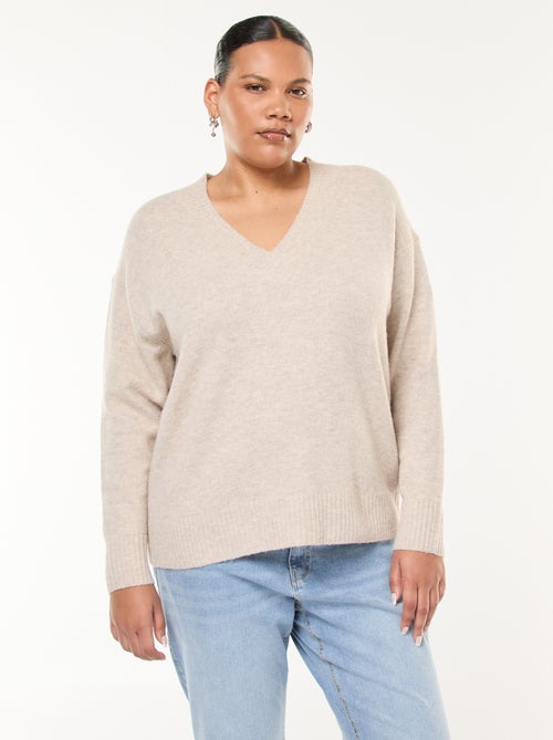 Trui van dik tricot met V-hals - Kiabi