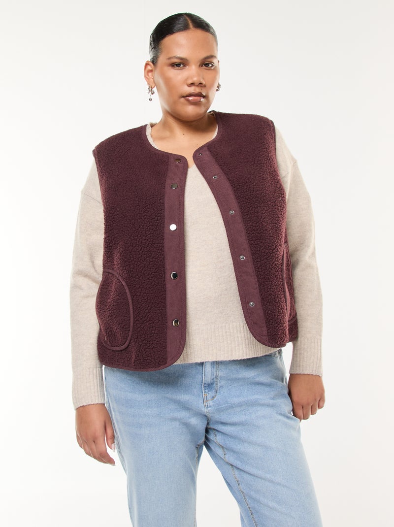 Trui van dik tricot met V-hals Biege - Kiabi