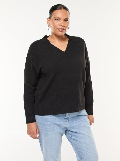 Trui van dik tricot met V-hals - Kiabi