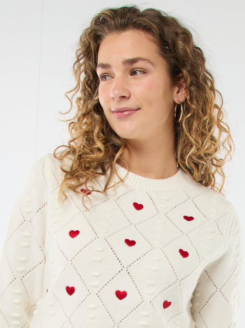 Trui van fantasiebreisel Wit - Kiabi