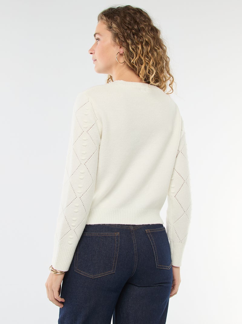 Trui van fantasiebreisel Wit - Kiabi