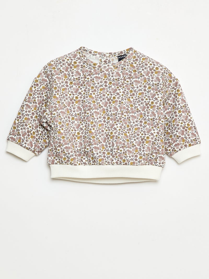 Trui van fleecestof met motiefje Wit - Kiabi