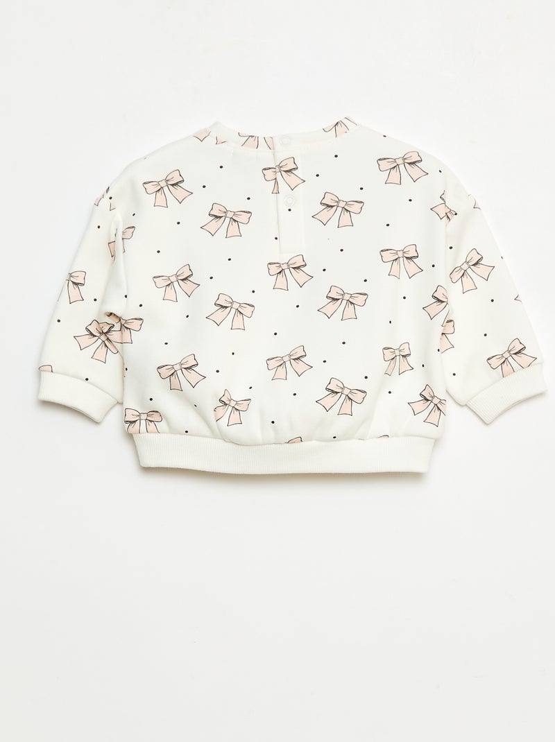 Trui van fleecestof met motiefje Wit - Kiabi