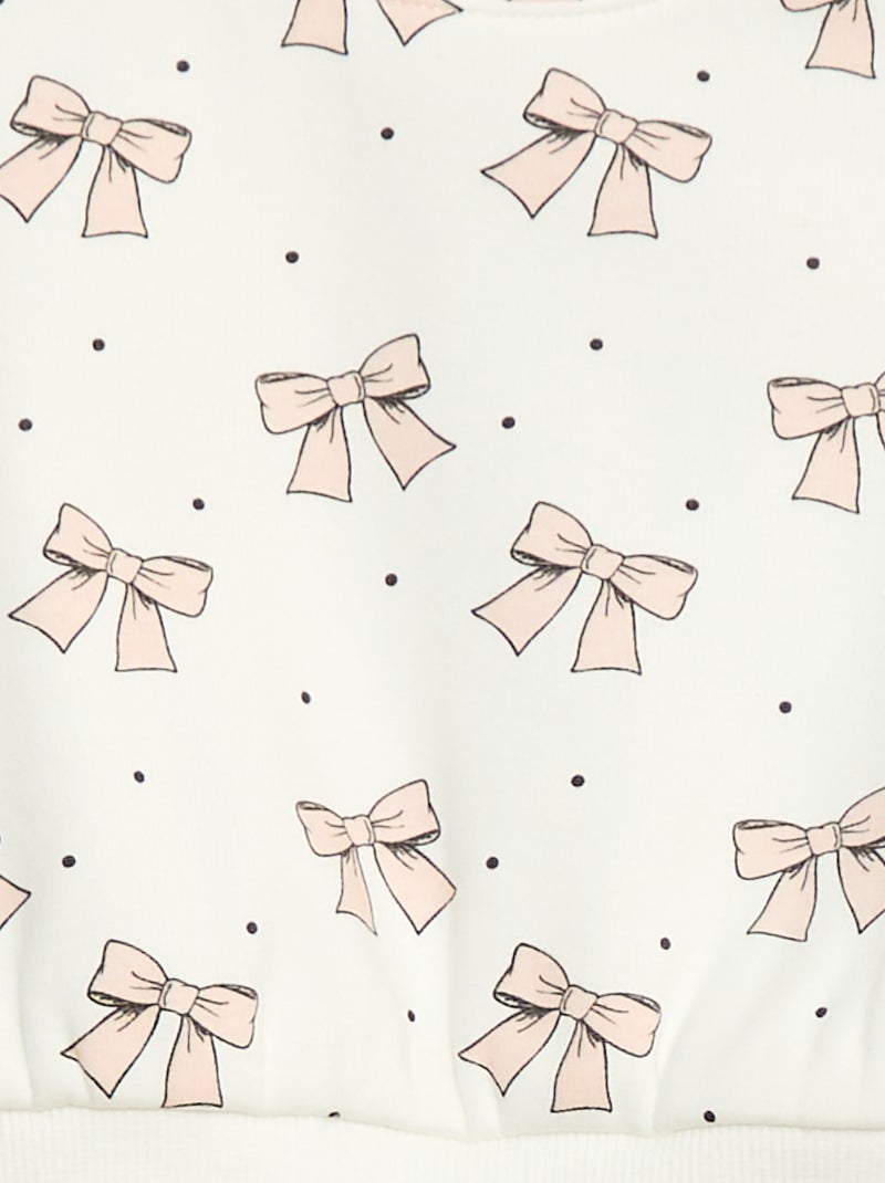 Trui van fleecestof met motiefje Wit - Kiabi