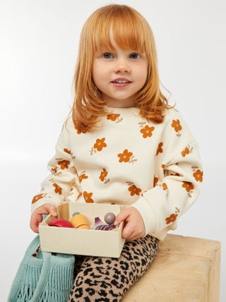 Trui van fleecestof met motiefje