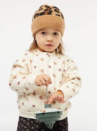 Trui van fleecestof met motiefje