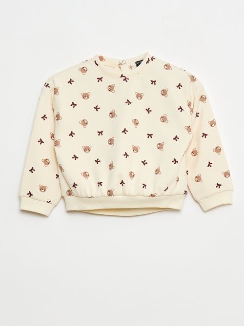 Trui van fleecestof met motiefje - Kiabi