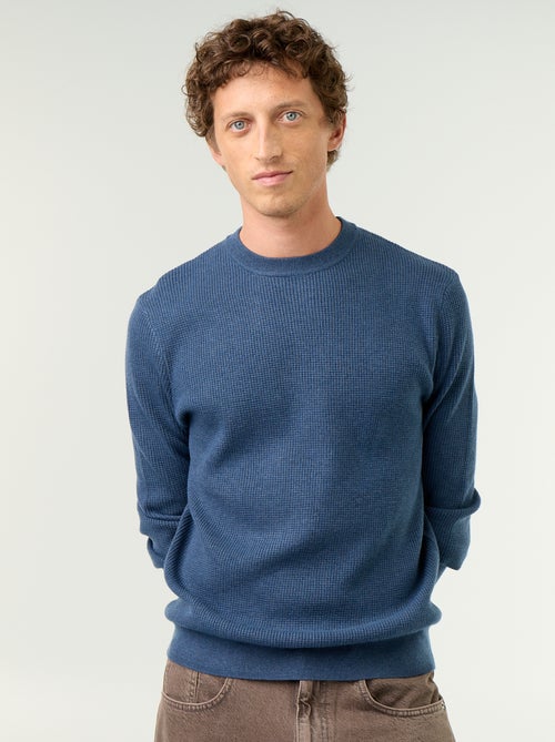 Trui van gewafelde stof met ronde hals - Kiabi