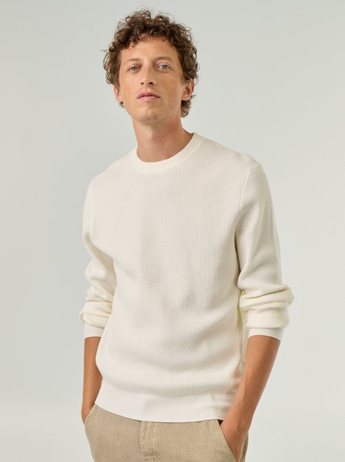 Trui van gewafelde stof met ronde hals - Kiabi