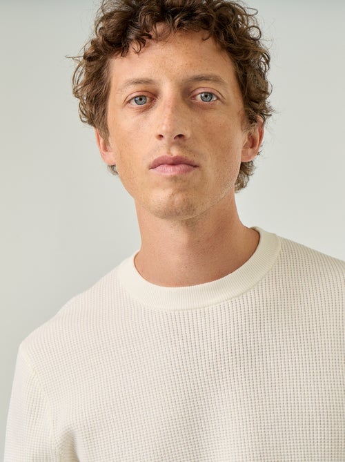 Trui van gewafelde stof met ronde hals - Kiabi