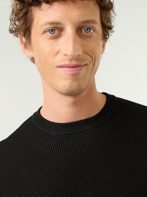 Trui van gewafelde stof met ronde hals - Kiabi