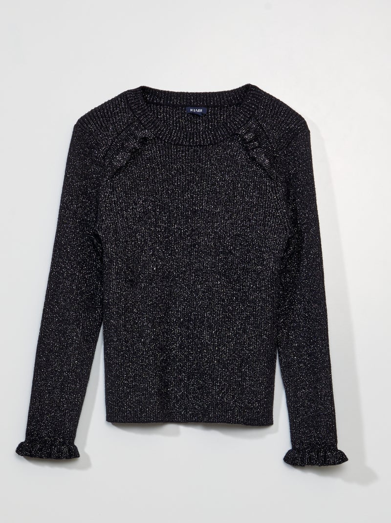 Trui van glanzend tricot ZWART - Kiabi