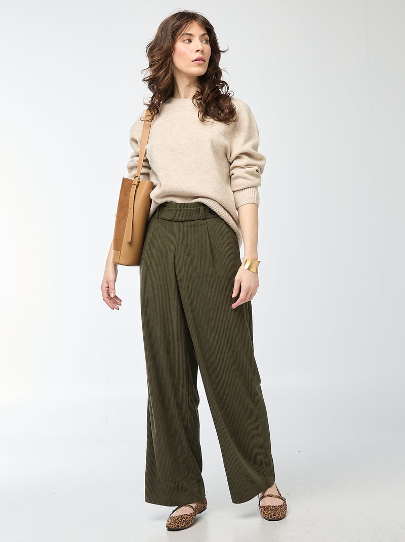 Trui van grof gebreid tricot met ronde hals Biege - Kiabi