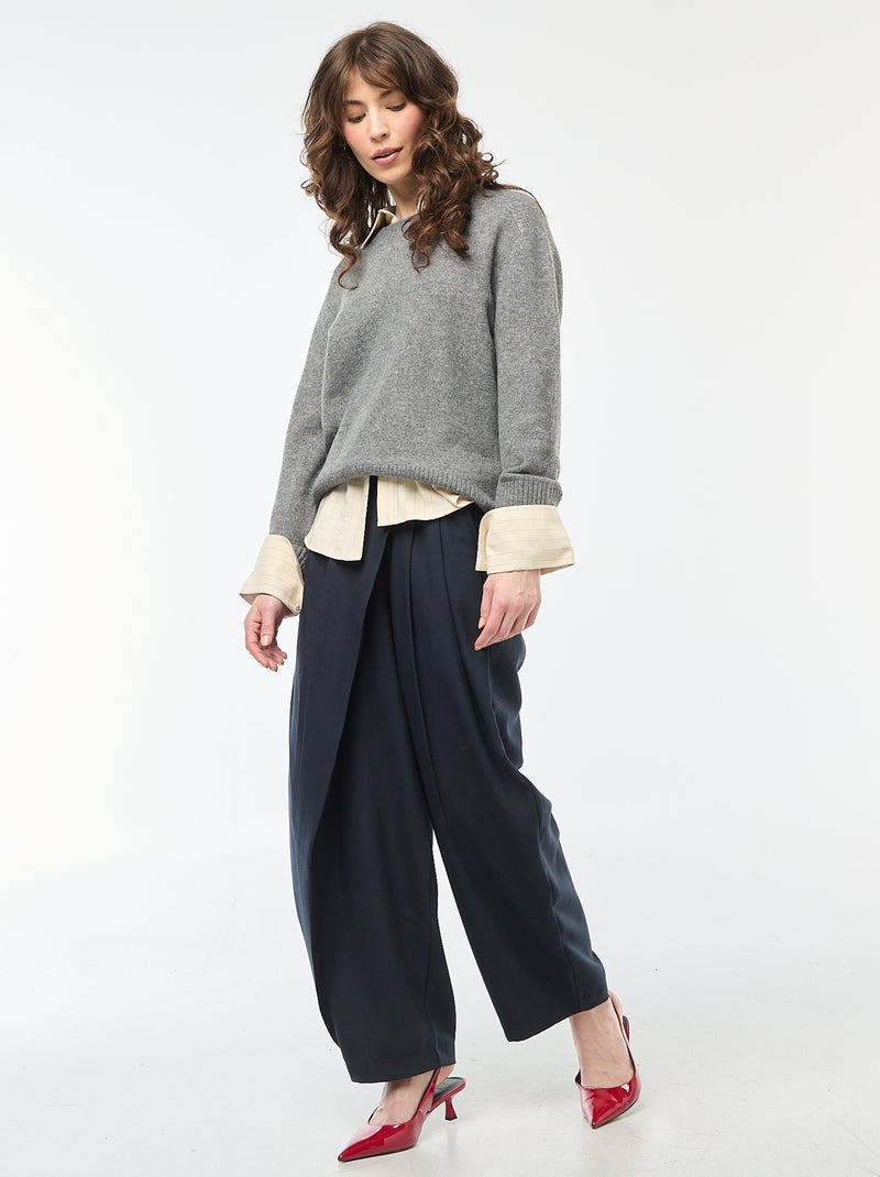 Trui van grof gebreid tricot met ronde hals Grijs - Kiabi