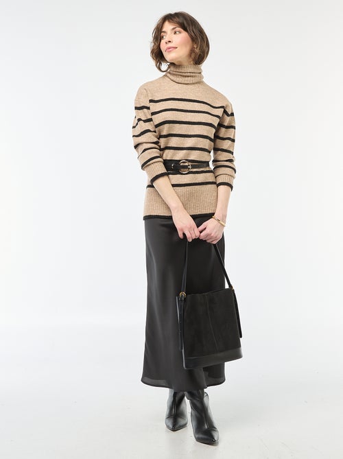 Trui van grofgebreid tricot met opstaande kraag - Kiabi