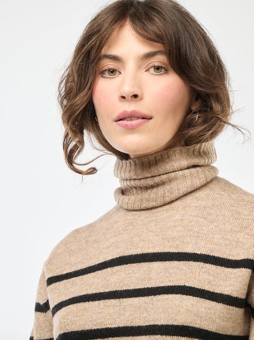 Trui van grofgebreid tricot met opstaande kraag - Kiabi