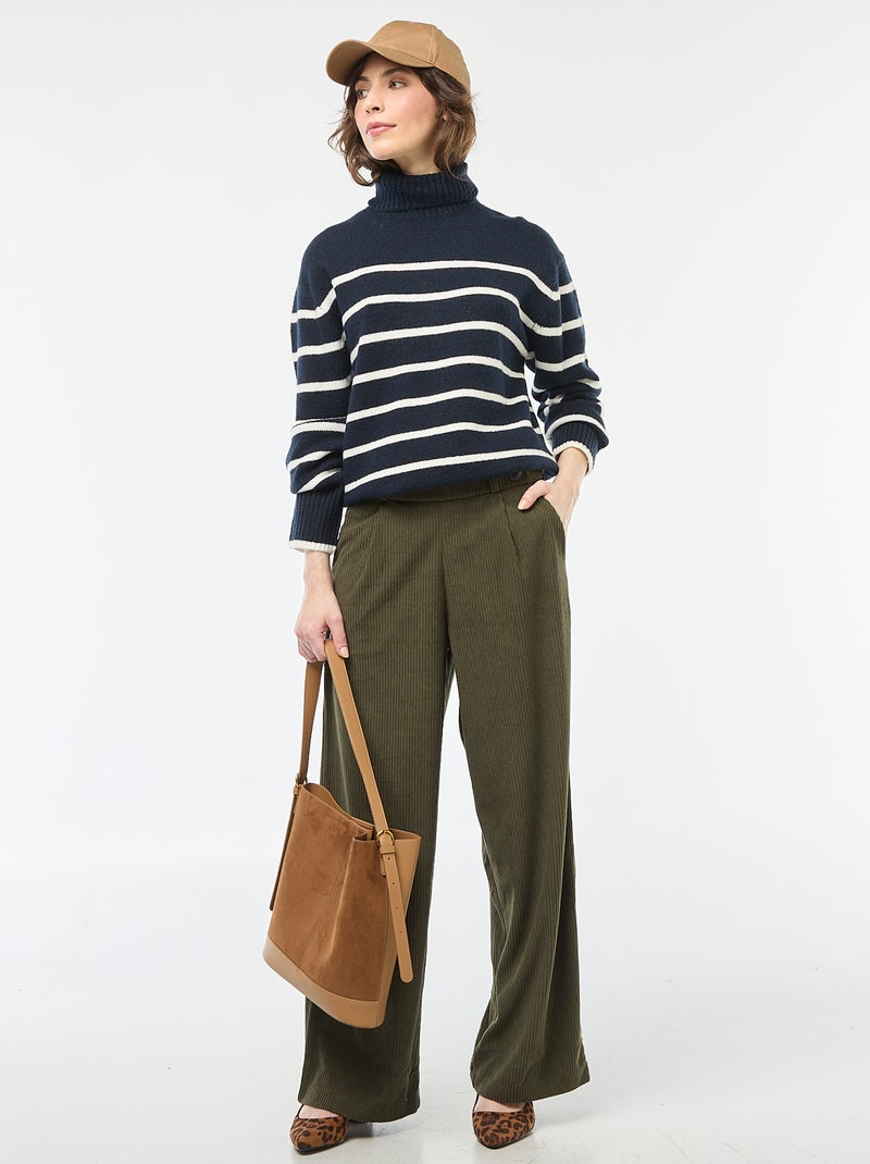 Trui van grofgebreid tricot met opstaande kraag Blauw - Kiabi