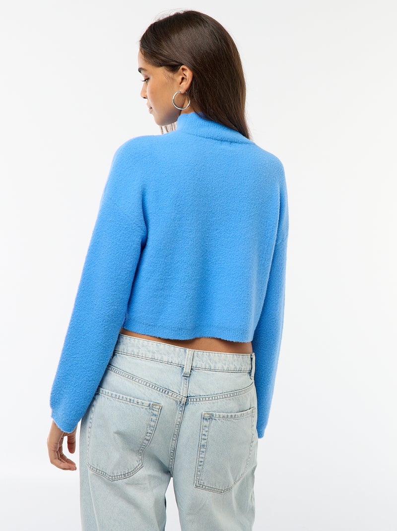 Trui van grofgebreid tricot met opstaande kraag Blauw - Kiabi