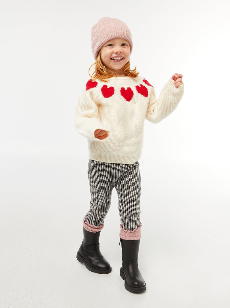 Trui van jacquardtricot met hartjesmotief Rood - Kiabi