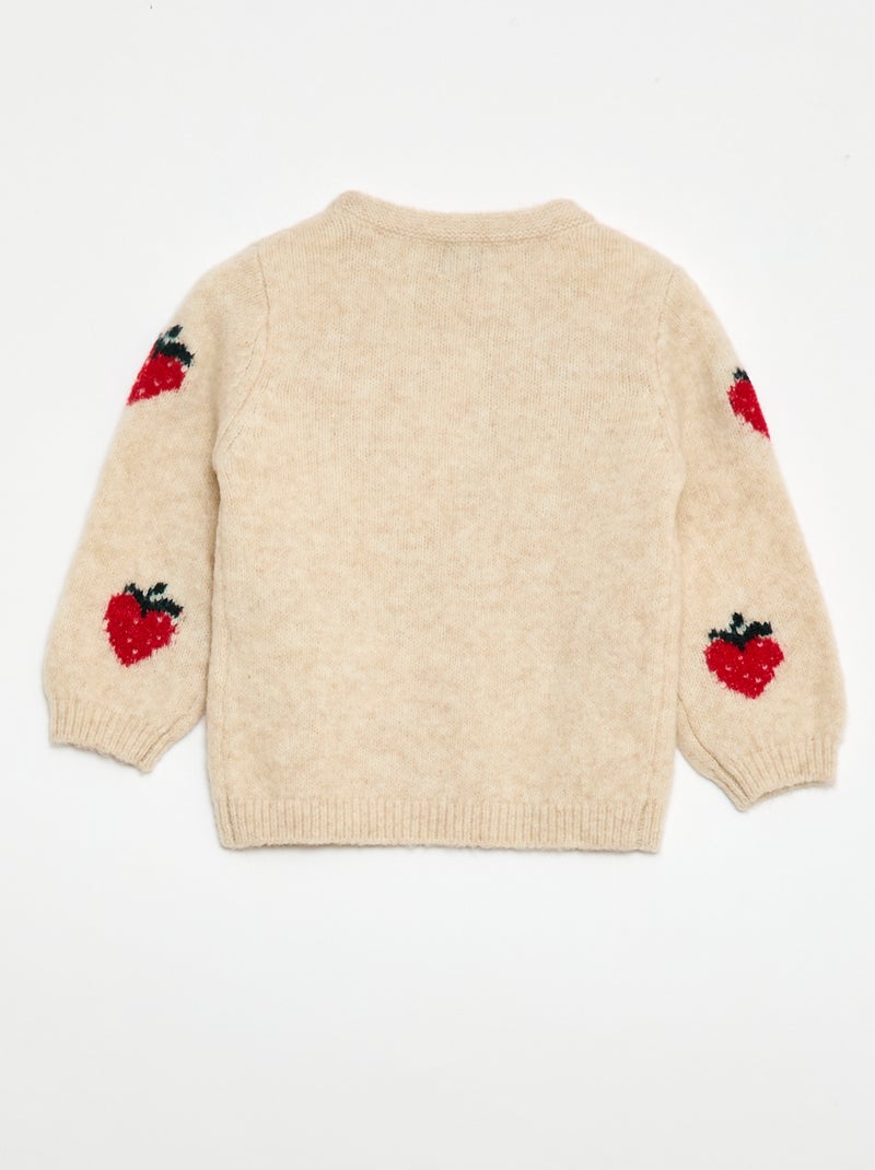 Trui van jerseytricot met fantasiepatroon Biege - Kiabi