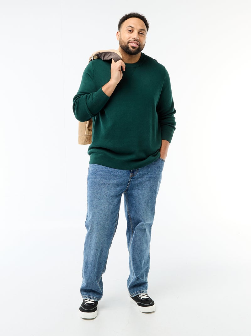 Trui van jerseytricot met ronde hals Groen - Kiabi