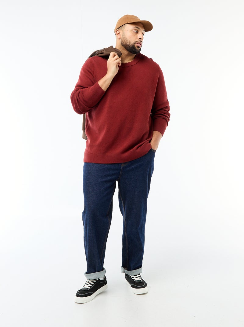 Trui van jerseytricot met ronde hals Rood - Kiabi
