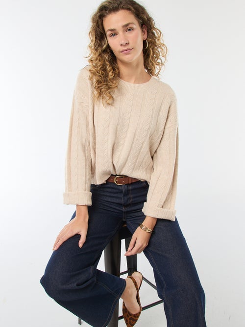 Trui van kabelgebreide stof - Kiabi