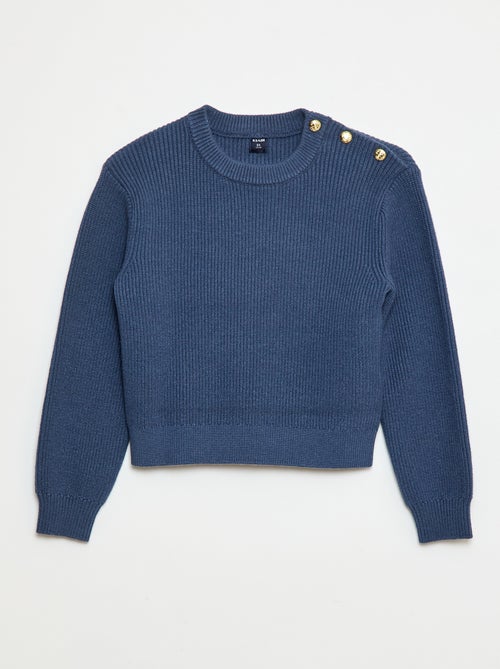 Trui van ribtricot en schouderknoopjes - Kiabi