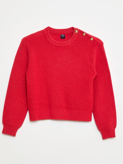 Trui van ribtricot en schouderknoopjes - Kiabi