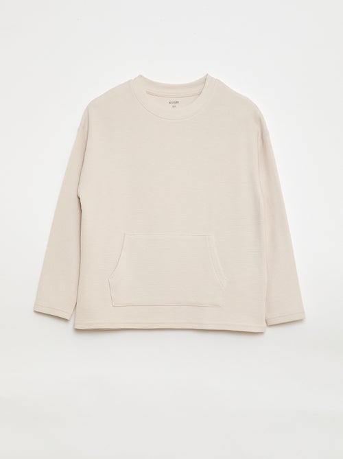 Trui van stevige ribjersey met kangoeroezak - Kiabi
