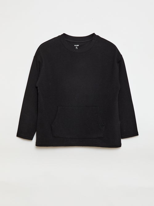 Trui van stevige ribjersey met kangoeroezak - Kiabi