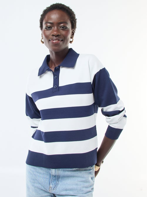 Trui van stretchtricot in polostijl - Kiabi