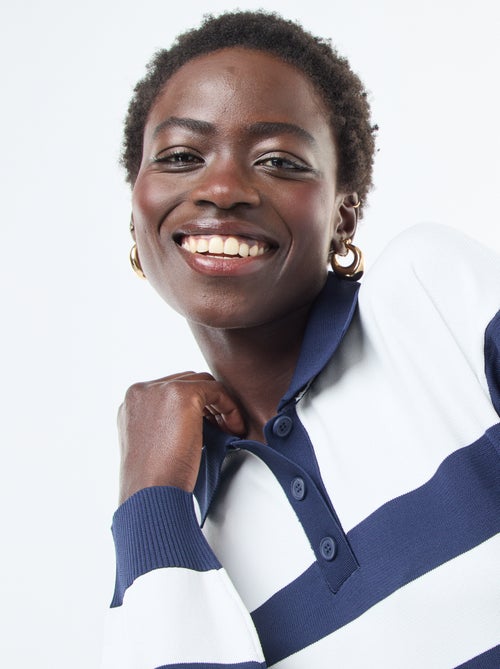 Trui van stretchtricot in polostijl - Kiabi