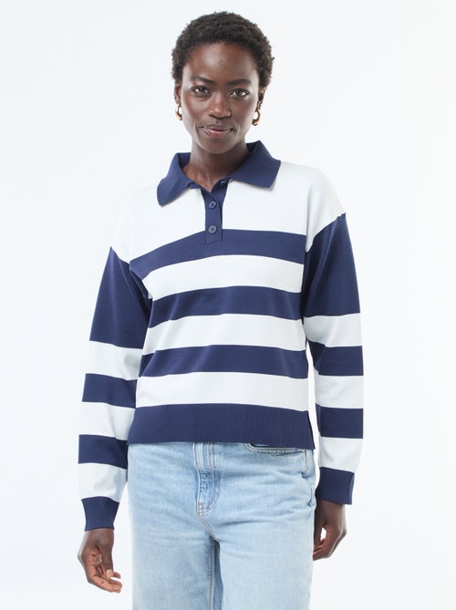 Trui van stretchtricot in polostijl - Kiabi