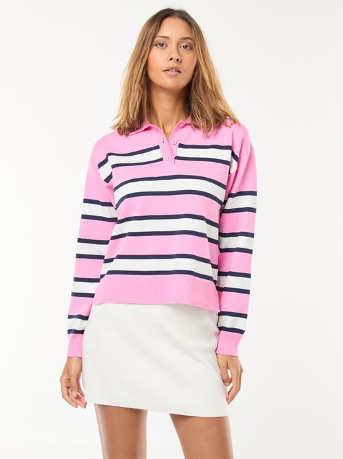 Trui van stretchtricot in polostijl - Kiabi