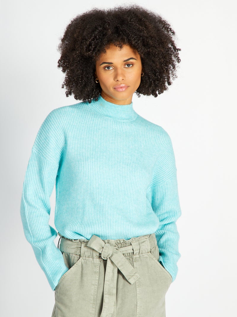Trui van tricot met hoogsluitende hals Blauw - Kiabi