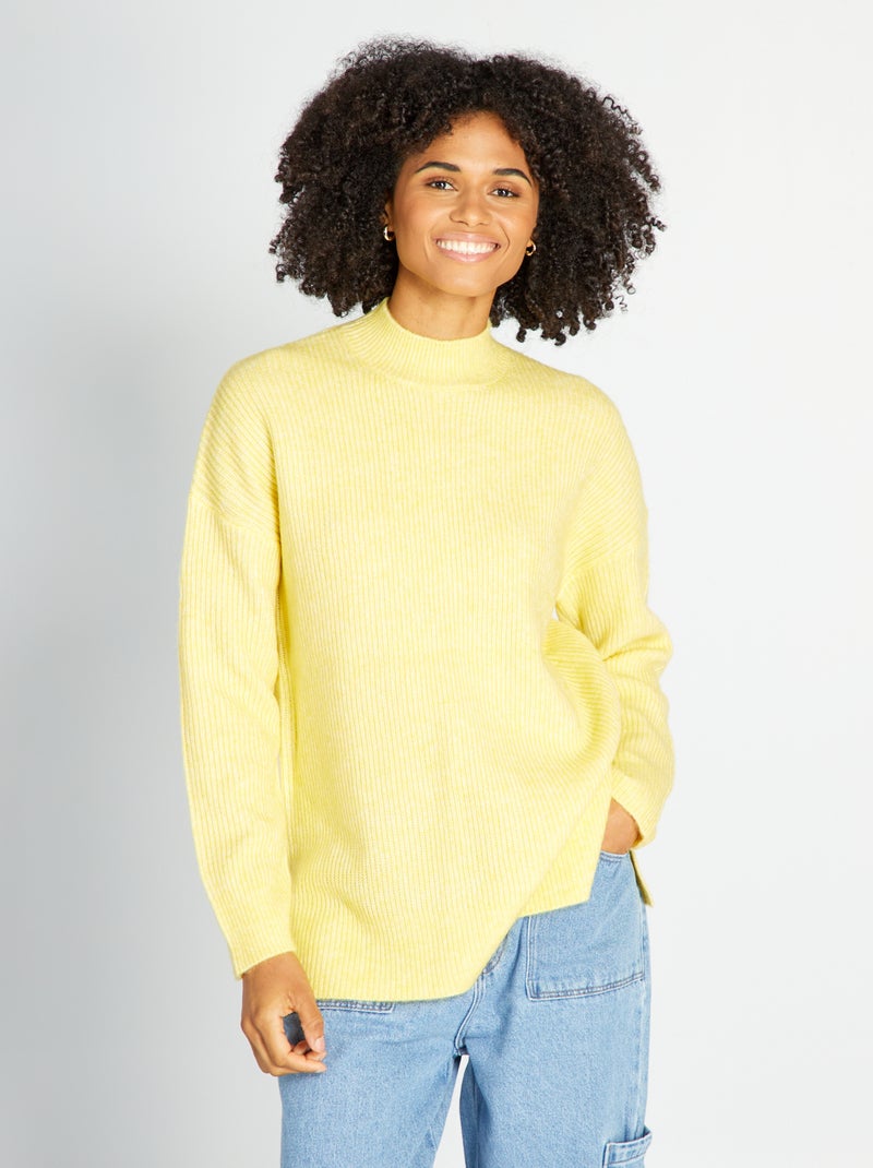 Trui van tricot met hoogsluitende hals Geel - Kiabi