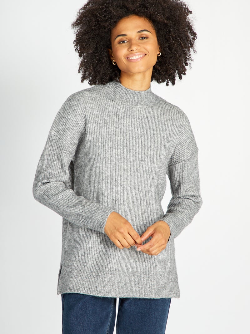 Trui van tricot met hoogsluitende hals Grijs - Kiabi