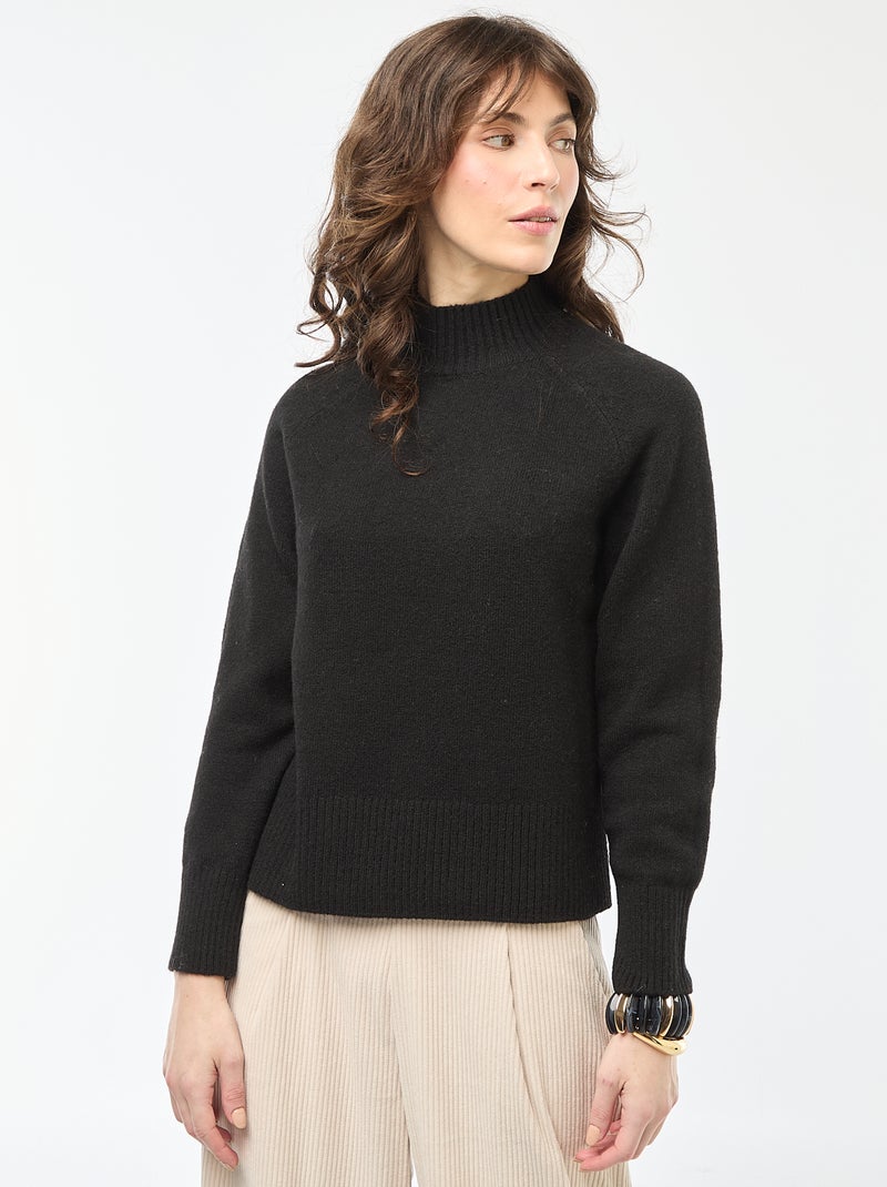 Trui van tricot met opstaande kraag zwart - Kiabi