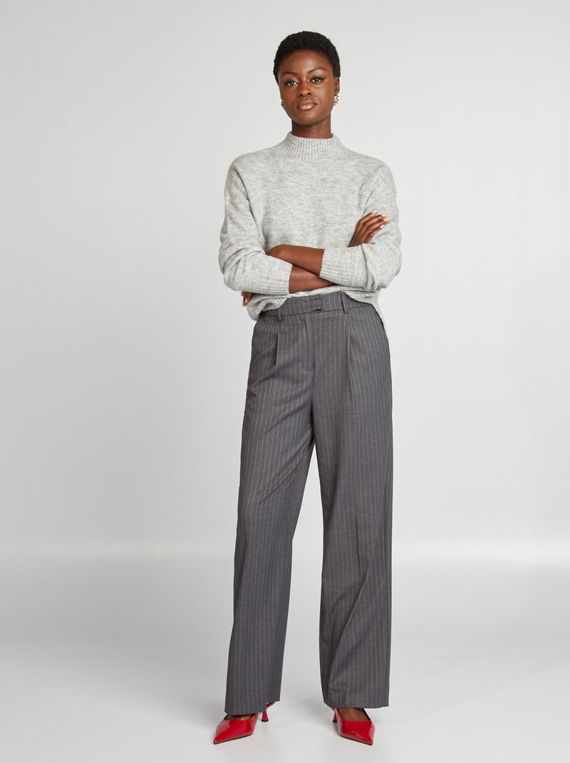 Trui van zacht tricot met opstaande kraag GRIJS - Kiabi