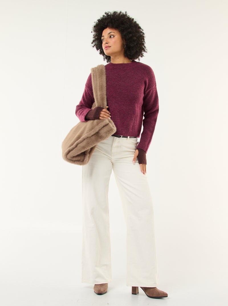 Trui van zachte stof met ronde hals Rood - Kiabi