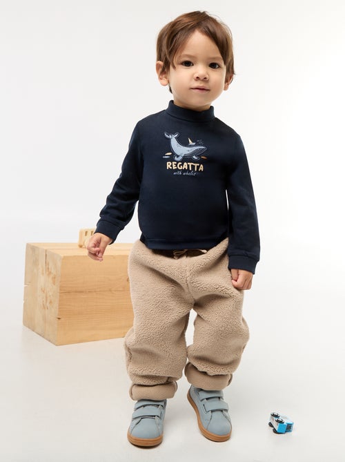 Truitje met opstaande kraag en print met reliëf - Kiabi