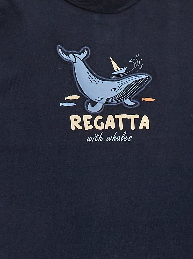 Truitje met opstaande kraag en print met reliëf Blauw - Kiabi