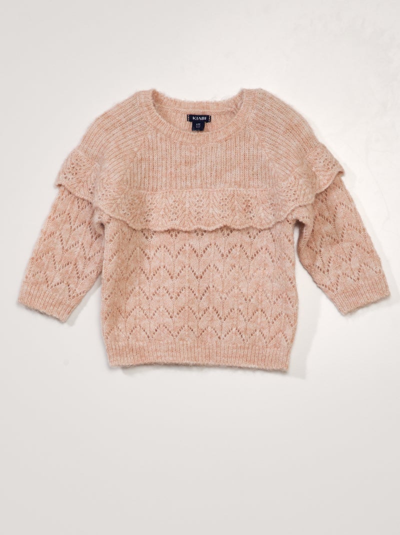 Truitje van ajourtricot met ruche ROSE - Kiabi