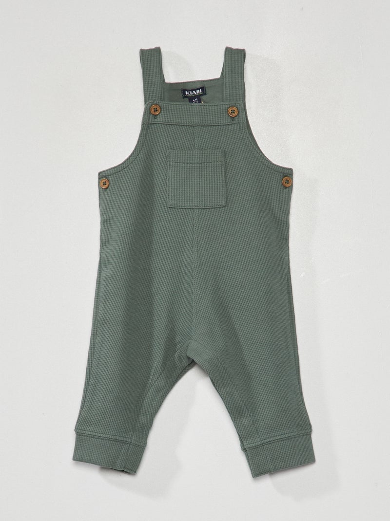 Tuinbroek van wafeltricot grijs groen - Kiabi